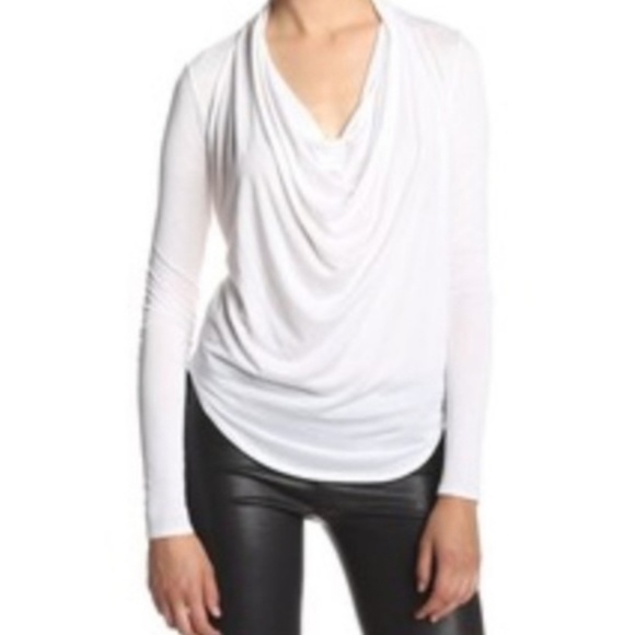 Helmut Lang GREY Cowl Neck Long Sleeve Drape Jersey Top - Picture 1 of 5